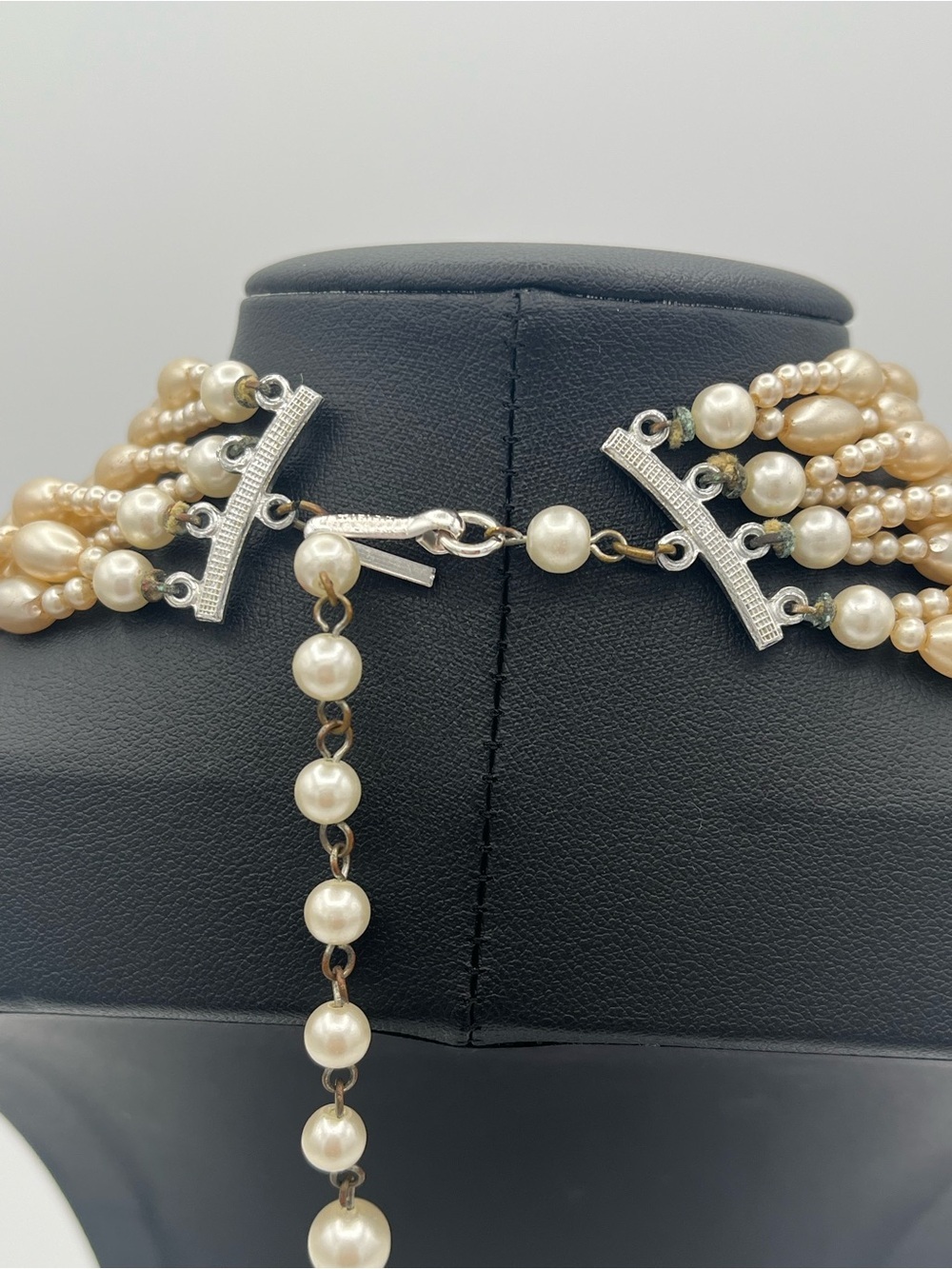 Signed Miriam Haskell 1950s 8‑Strand Faux Pearl Necklace 19.5″ Vintage - Picture 3 of 6